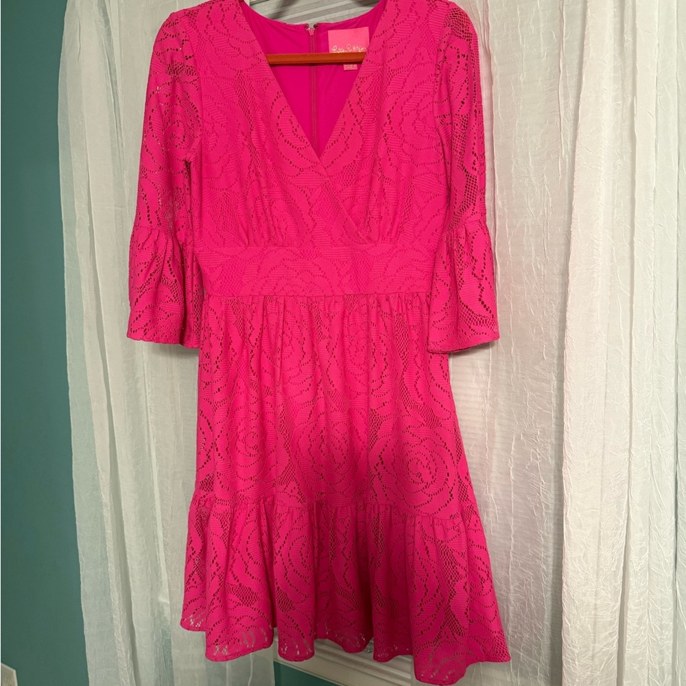 Lilly Pulitzer Vibrant Pink Long Sleeve Dress
